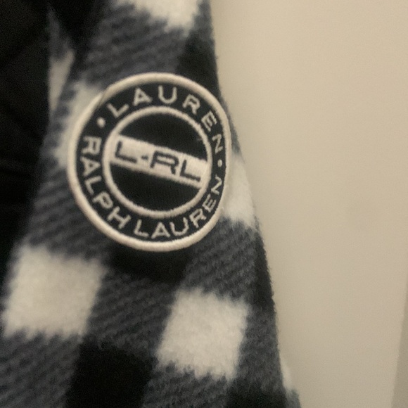 LRL Ralph Lauren Active L-RL Black & White Quilted Fleece top size Large - Picture 5 of 6